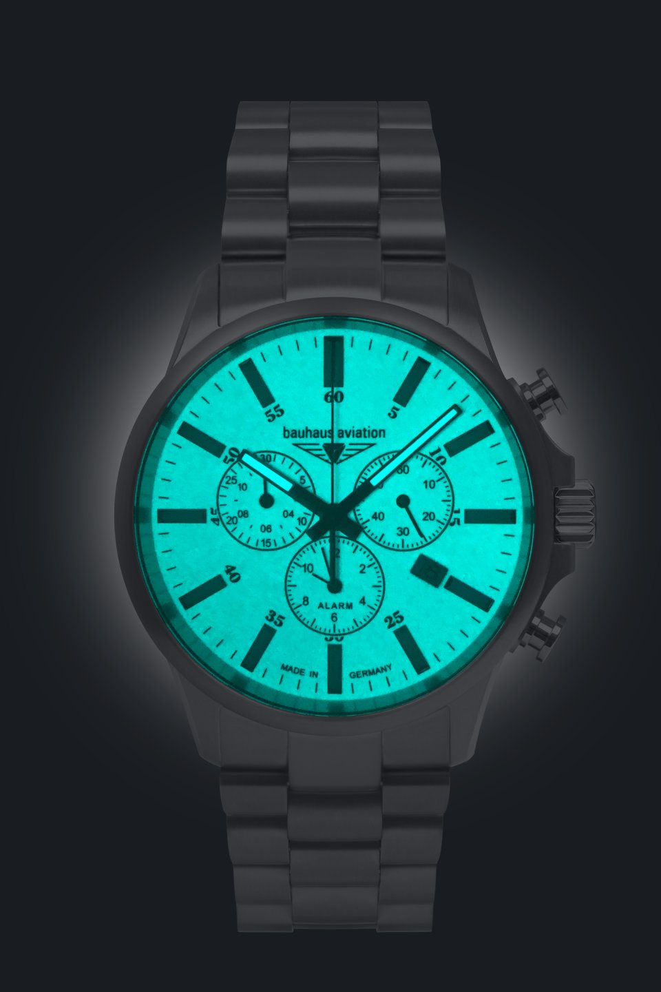 HAU, Bauhaus Aviation Chronograph Alarm Ronda 5130.D Ti-MB