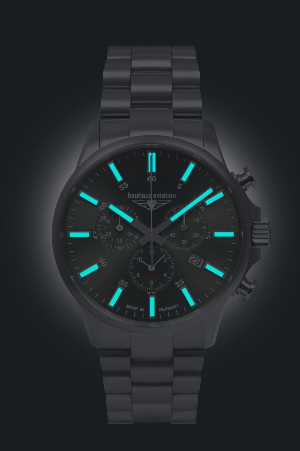 HAU, Bauhaus Aviation Chronograph Alarm Ronda 5130.D Ti-MB