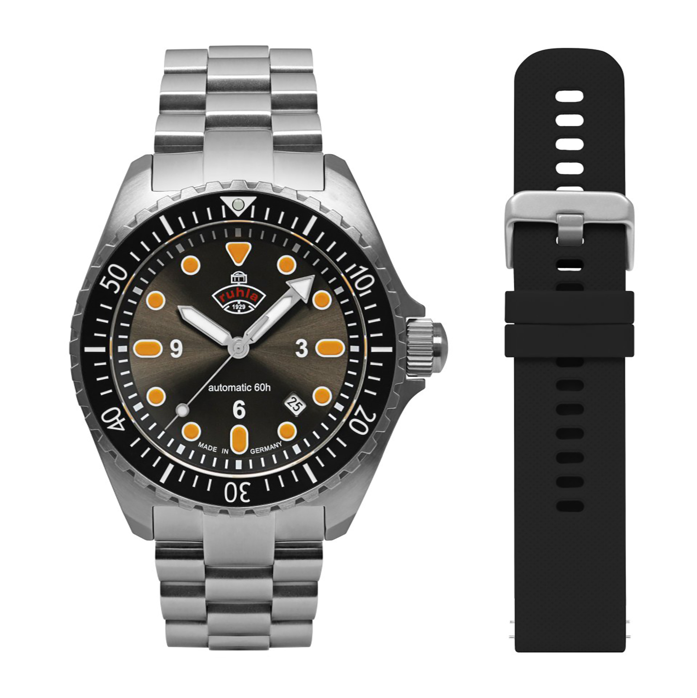 HAU, Ruhla 1929 Minentaucher DIVER Cal. 8315 Set MB+SB black