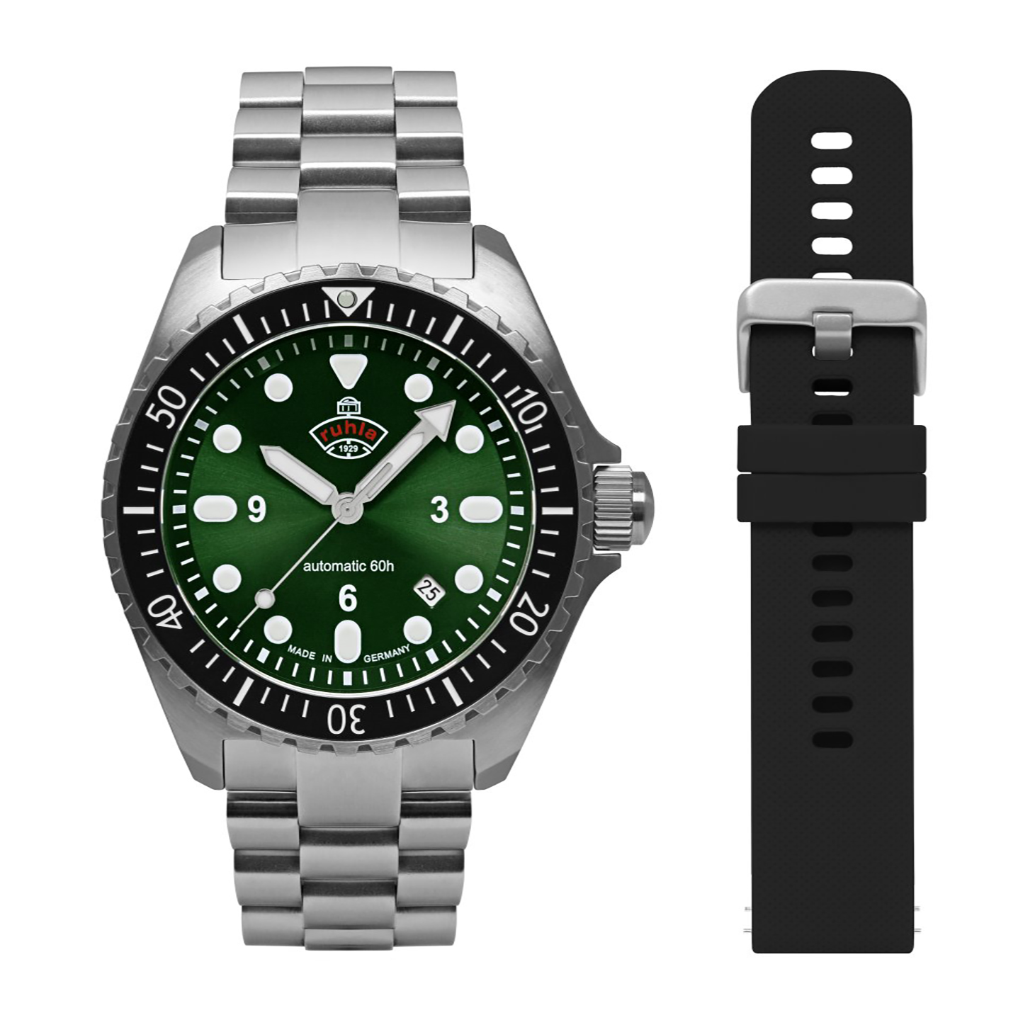 HAU, Ruhla 1929 Minentaucher DIVER Cal. 8315 Set MB+SB black